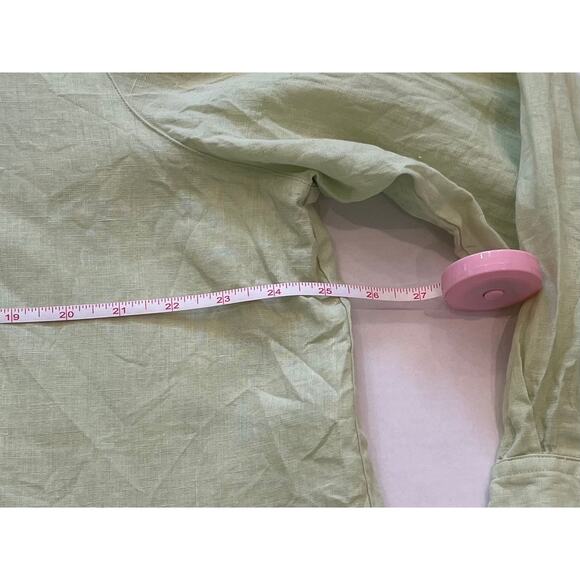 August Max Woman Light Green Linen Long Sleeve Button Down Shirt,Size 1X - Picture 10 of 11